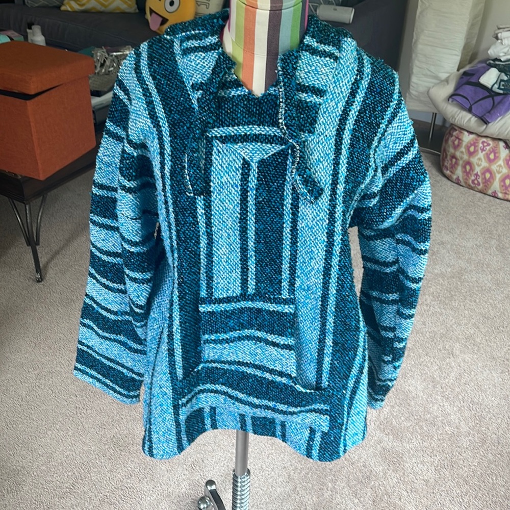 Teal drug rug